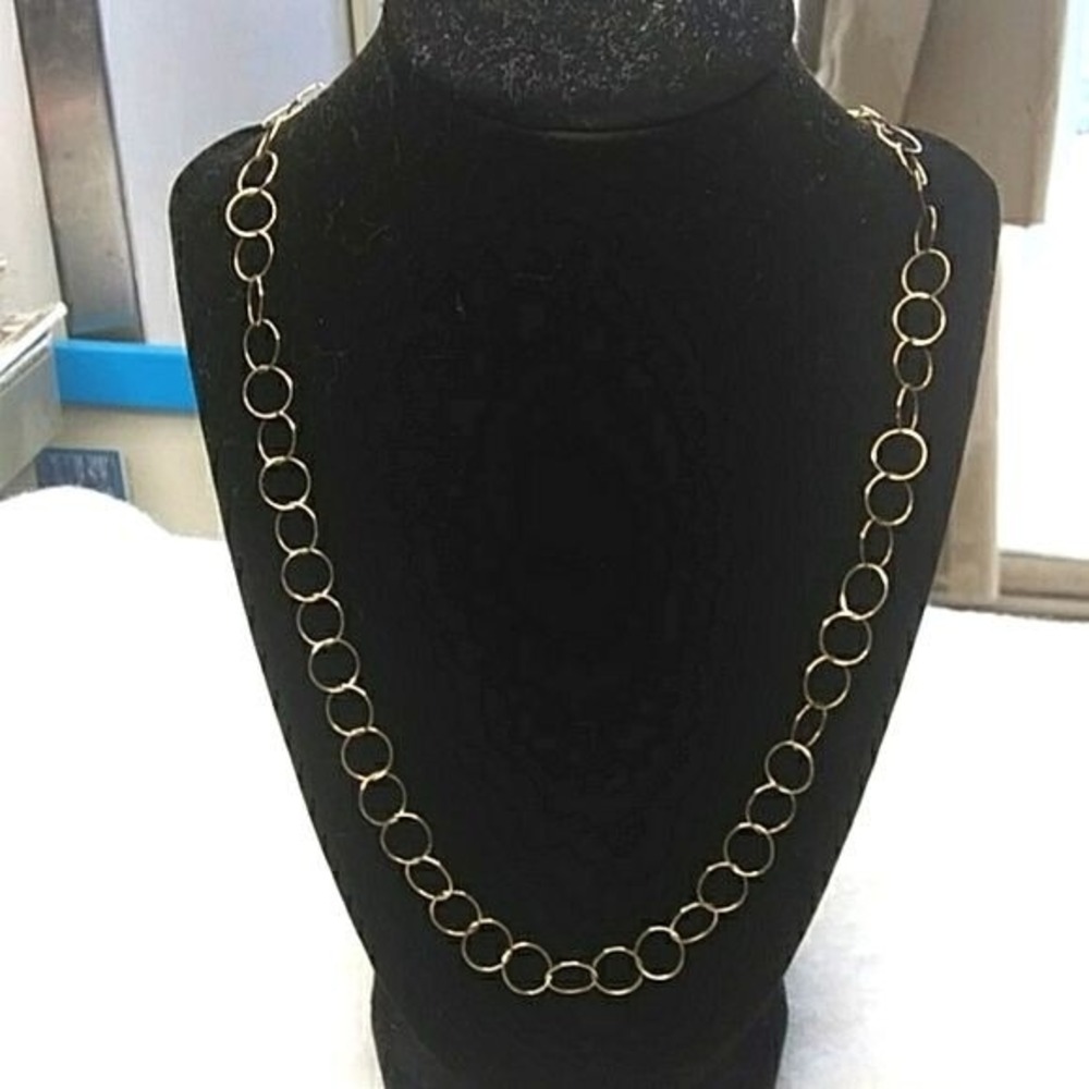 Delicate gold ring‎ chain necklace